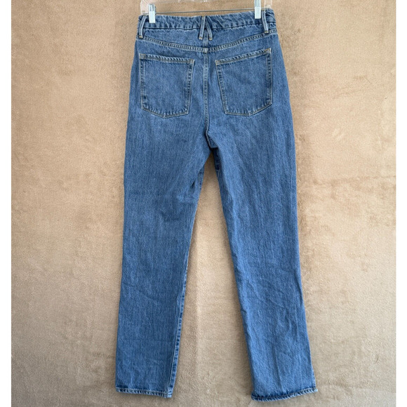 Good American Jeans Womens 6 Blue 941 Good Boy High Rise Straight Boot Slit 29" - Picture 5 of 16